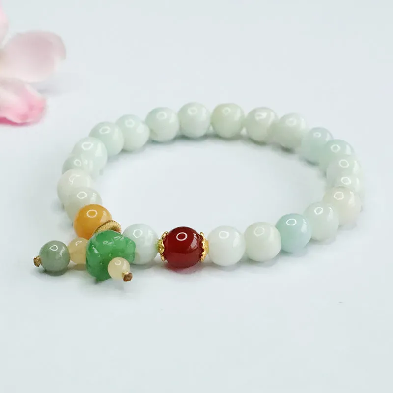 Lotus Jade Bracelet with Sterling Silver Needles