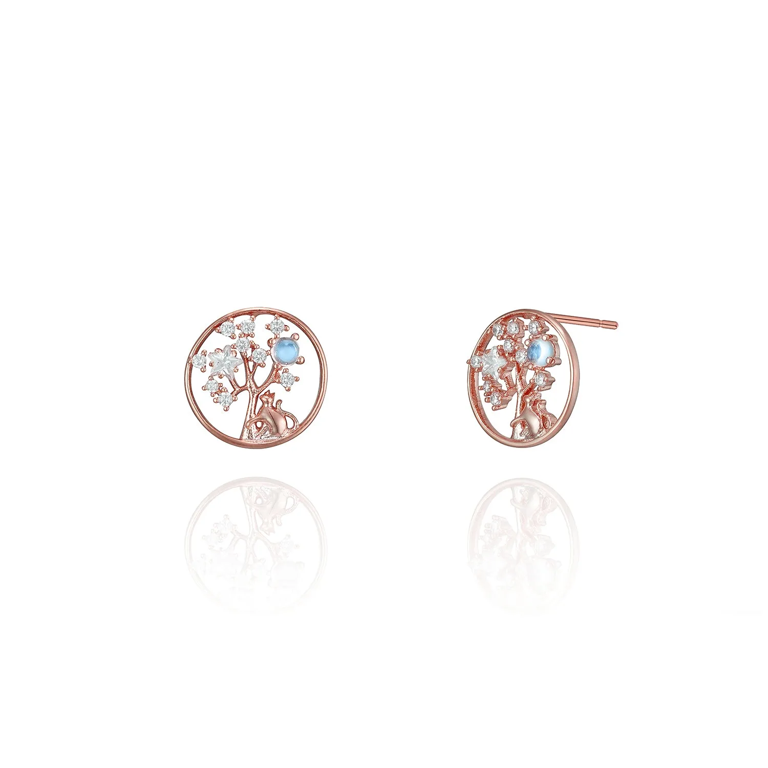 Lucky Tree Cat Earrings