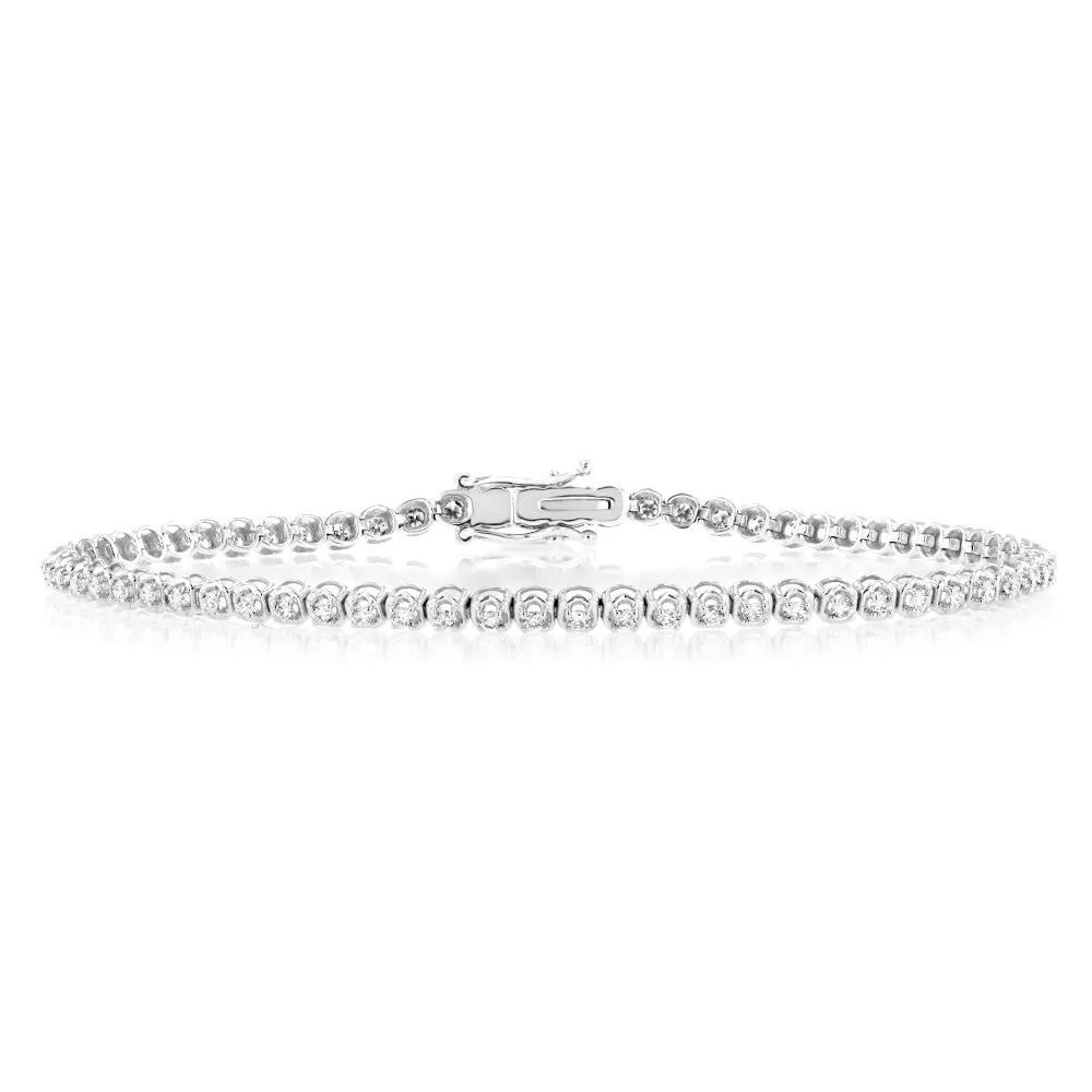 Luminesce Lab Grown 1 Carat Diamond Tennis Bracelet in Sterling Silver