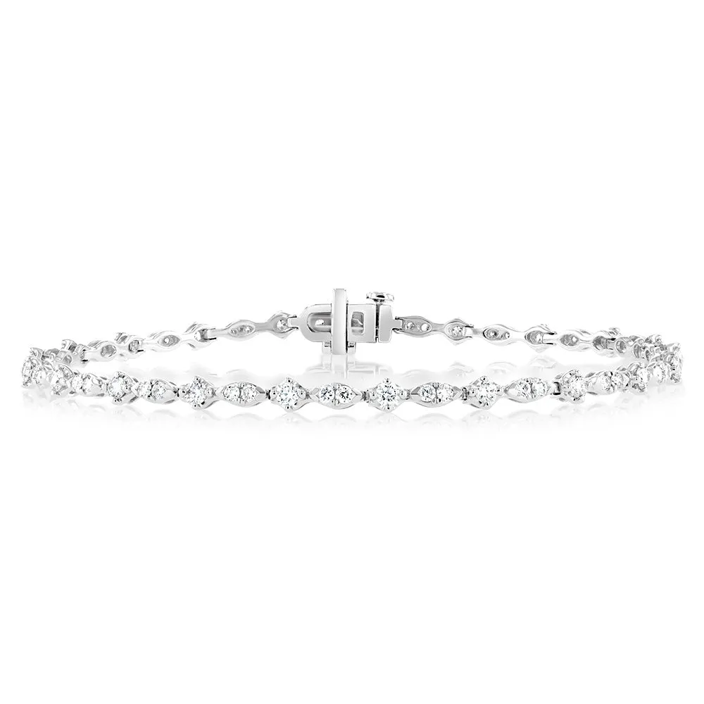 Luminesce Lab Grown 1.5 Carat Diamond Fancy Bracelet in 9ct White Gold