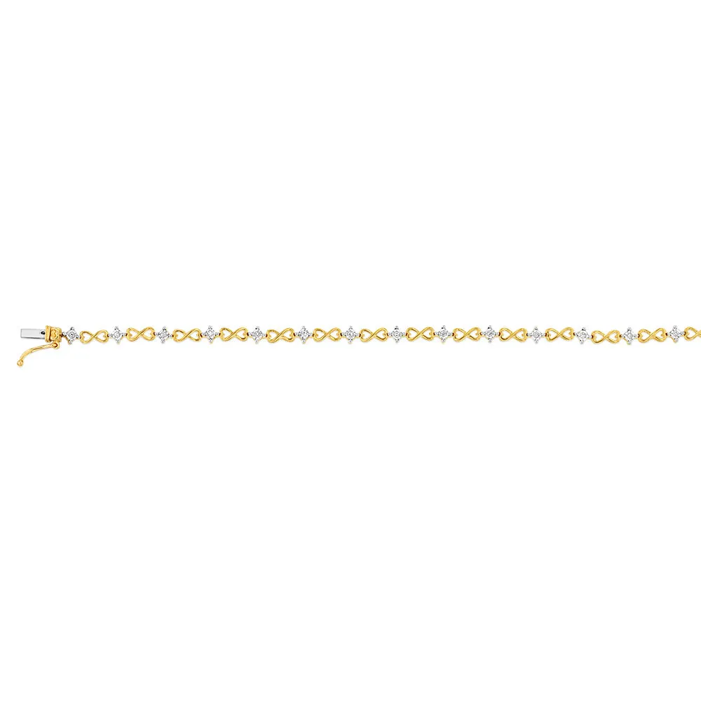 Luminesce Lab Grown Diamond infinity Bracelet in 9ct Yellow Gold