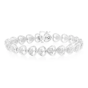 Luminesce Lab Grown Heart Shaped 1/6 Carat Diamond in Sterling Silver Bracelet