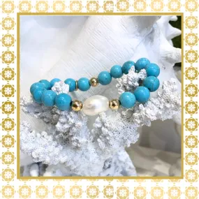 Luxury Baroque Pearl Turquoise Gratitude Bracelet 14K Gold Filled