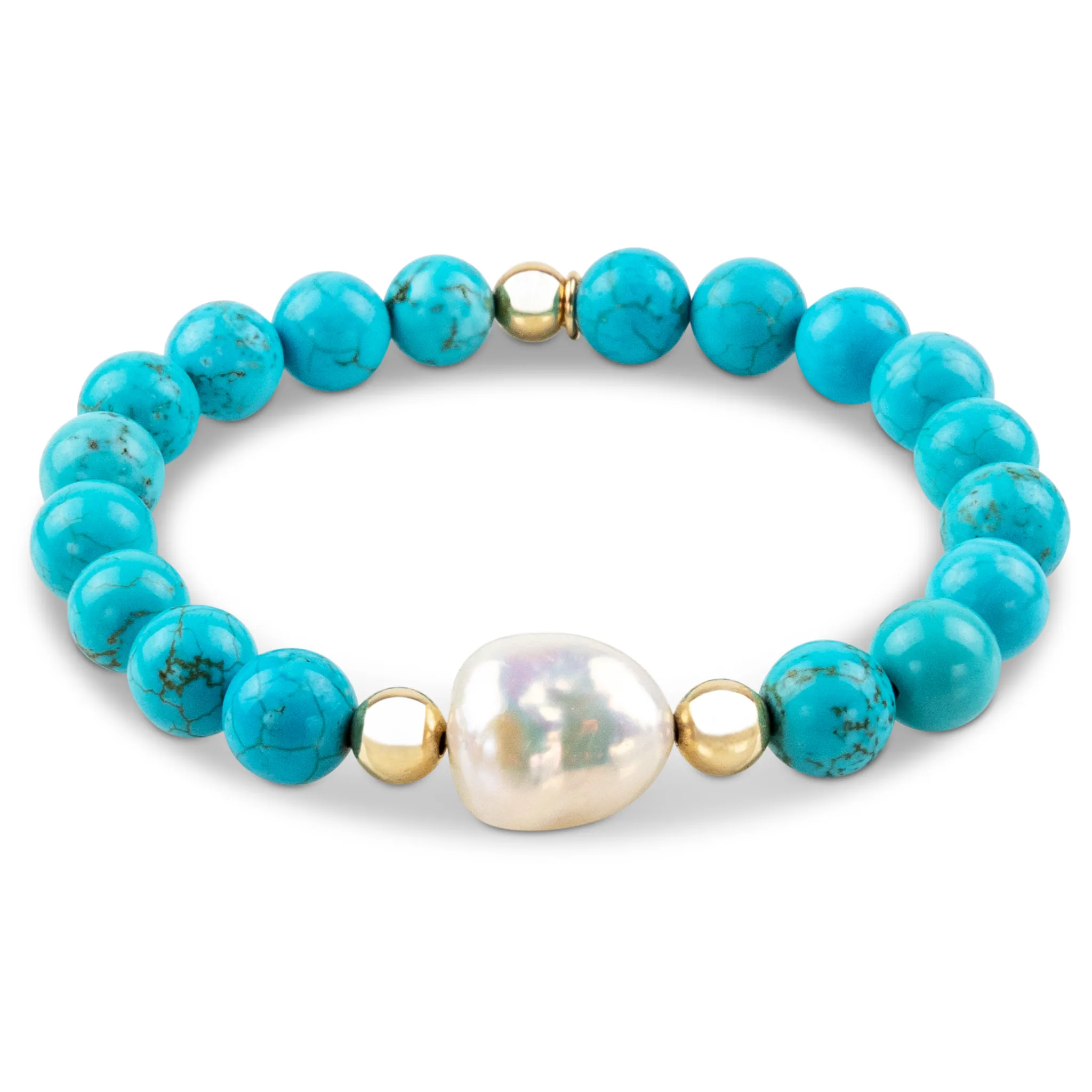 Luxury Baroque Pearl Turquoise Gratitude Bracelet 14K Gold Filled