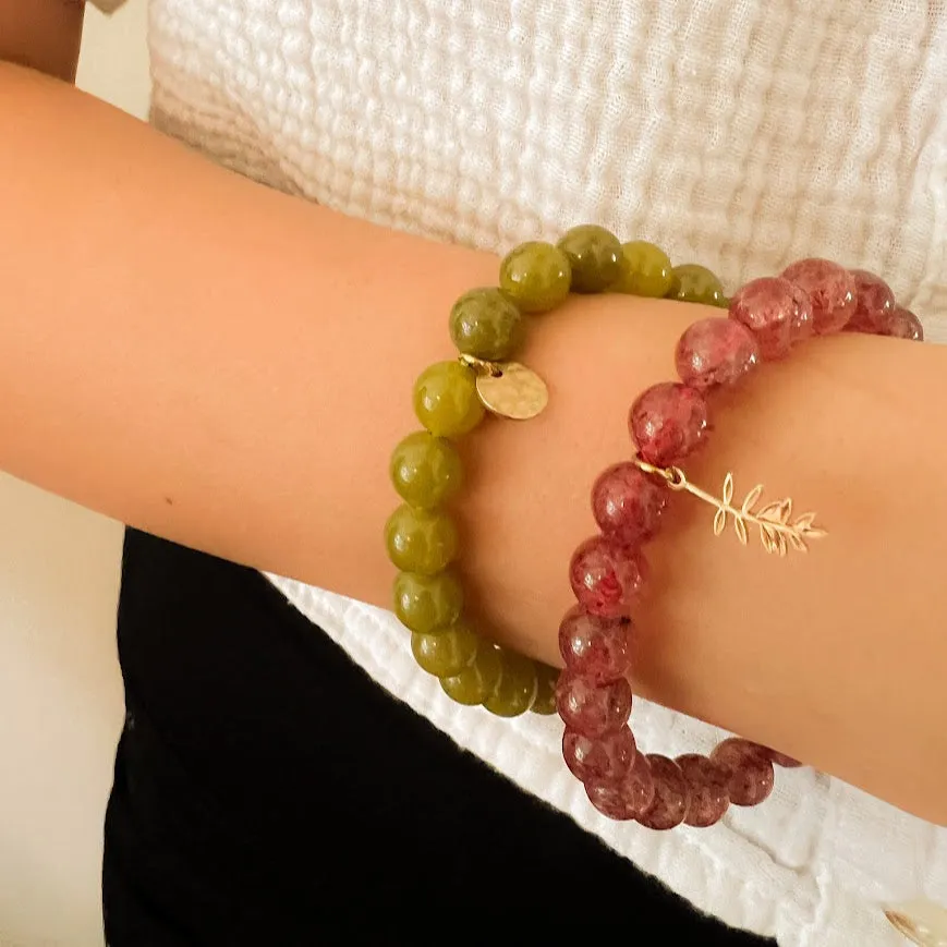 Mala: Strawberry Quartz Beaded Bracelet