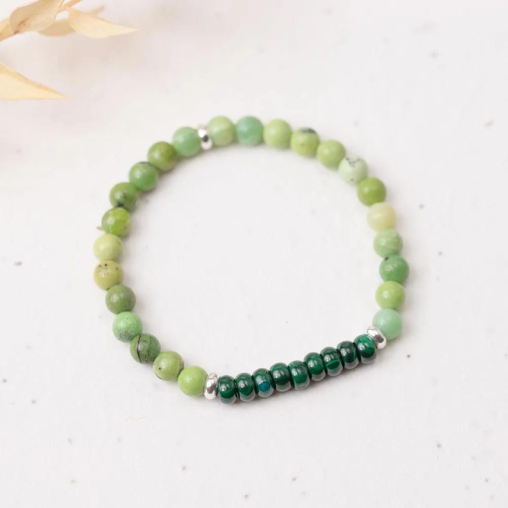 Malachite and Chrysoprase Gemstone Bracelet 6mm