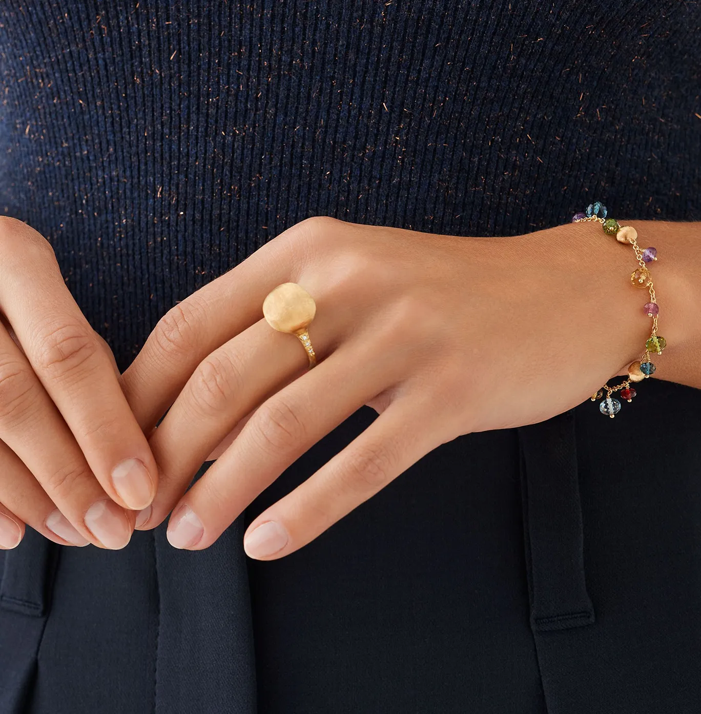 Marco Bicego Africa Yellow Gold Roundel and Mixed Gemstone Bracelet