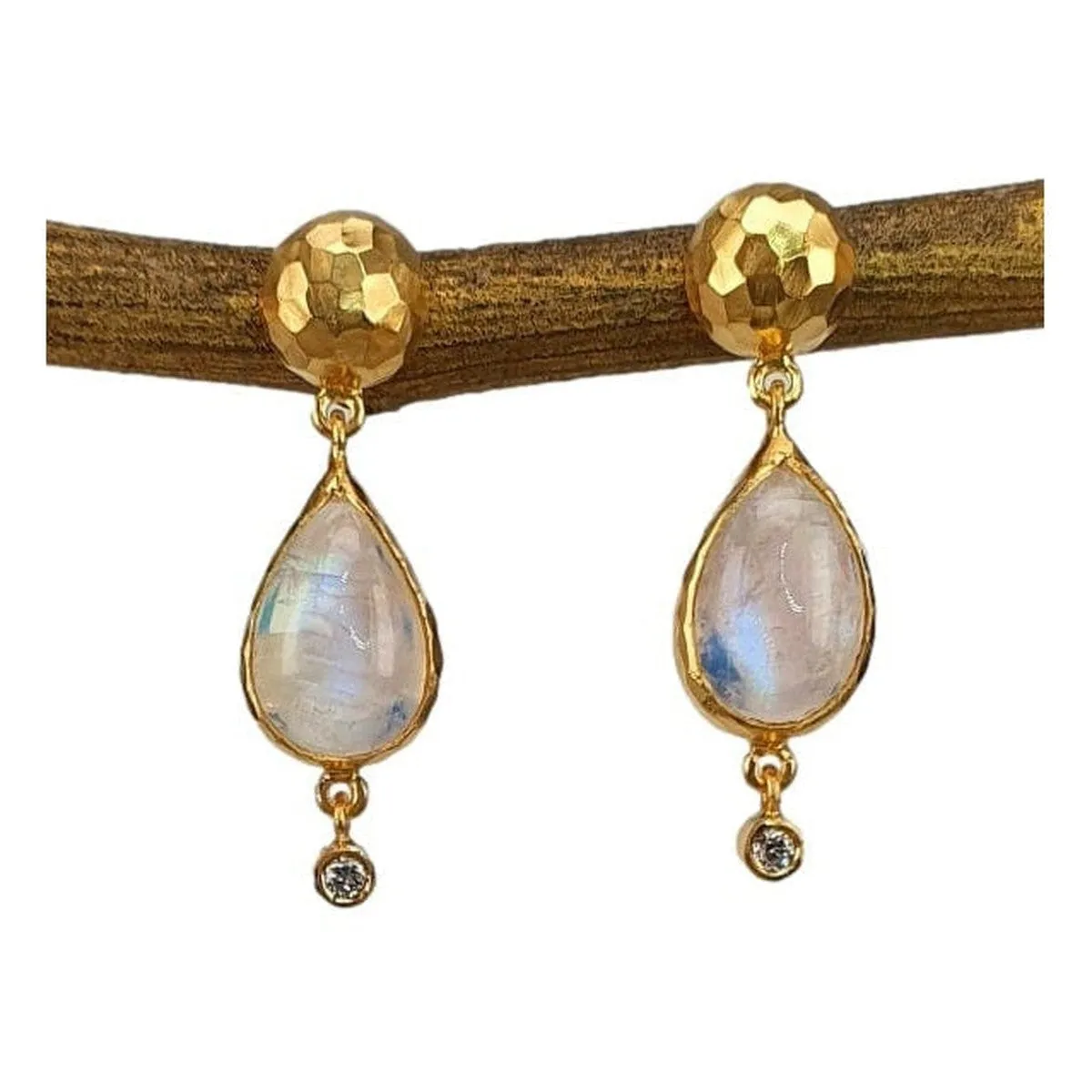 Marika Rainbow Moonstone & Diamond 14k Gold Earrings - M8466