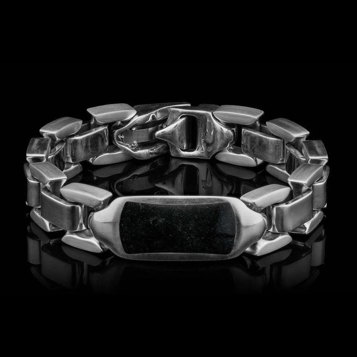 Men's Black Jade Identity Bracelet - BR24 BLK J