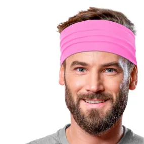 Men's Headbands Cotton Jersey 5" Wide Sports Fitness Yoga Made in the USA Pink