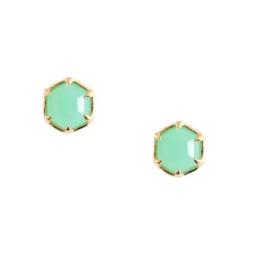 MINI GRACE HEXAGON STUD EARRINGS - CHRYSOPRASE & GOLD