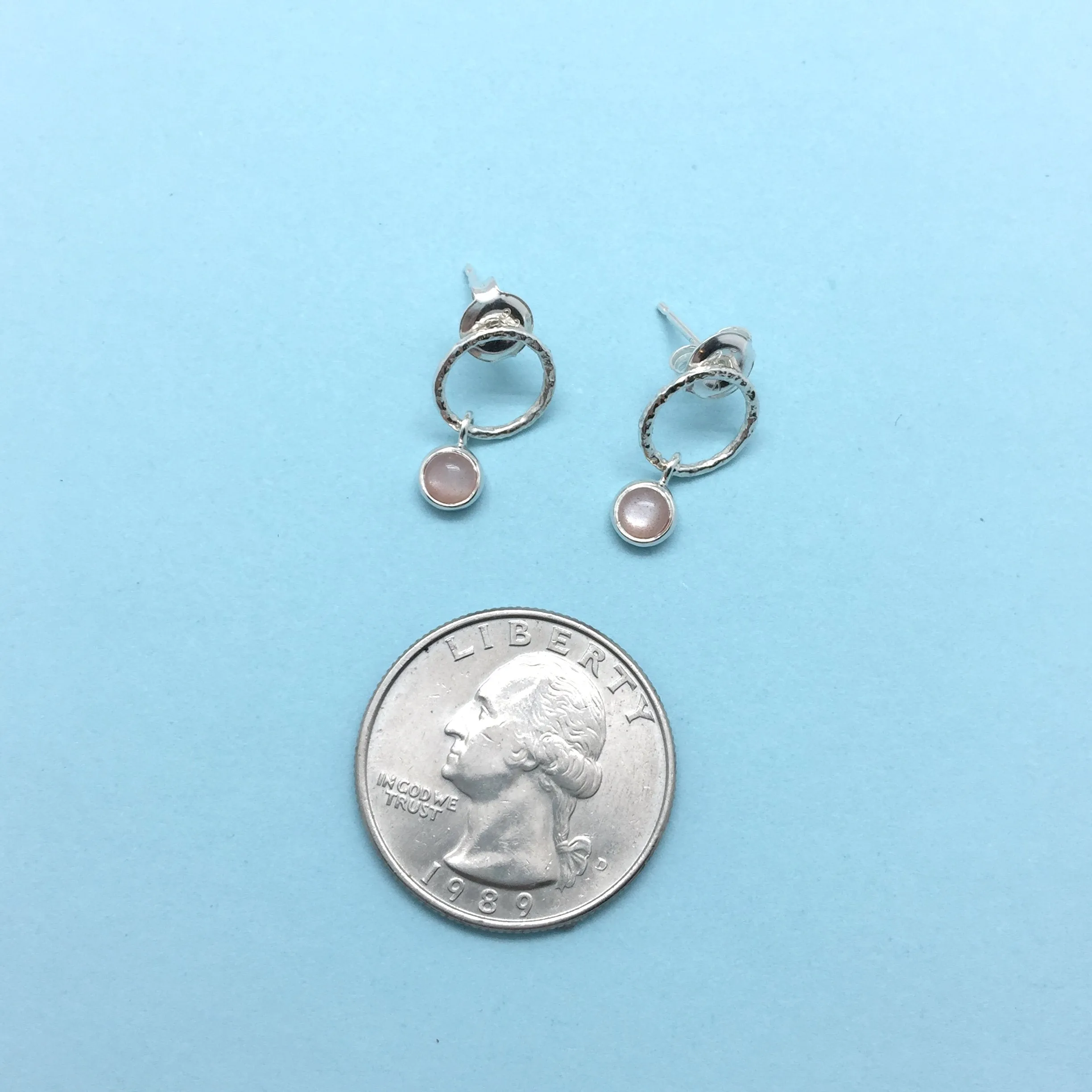 Mini Silver Moonstone Earrings