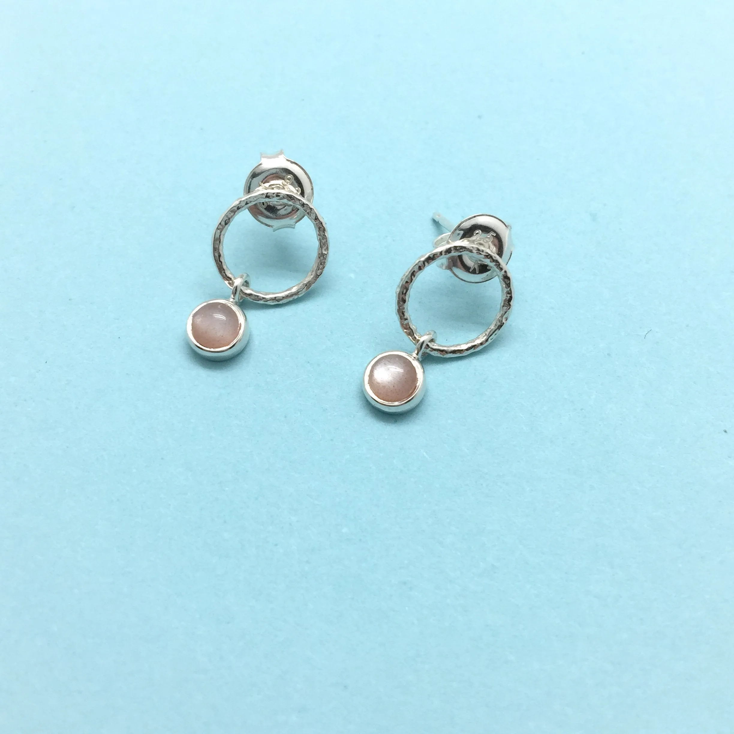 Mini Silver Moonstone Earrings