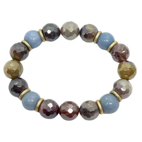 Mookaite and Blue Jade Stretch Bracelet