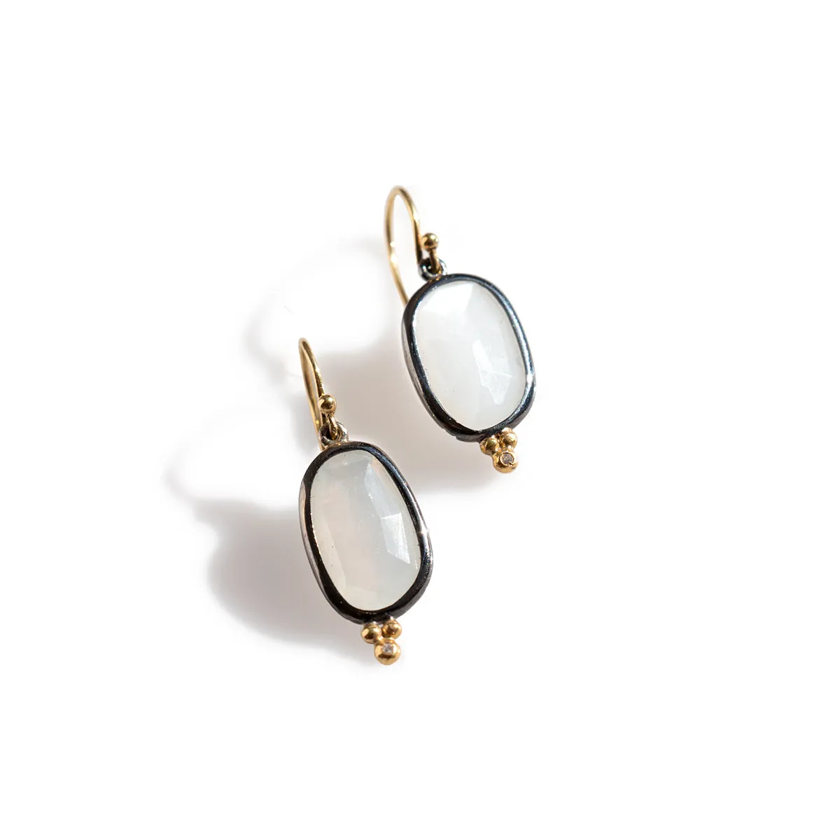 Moonstone and Diamond Earrings