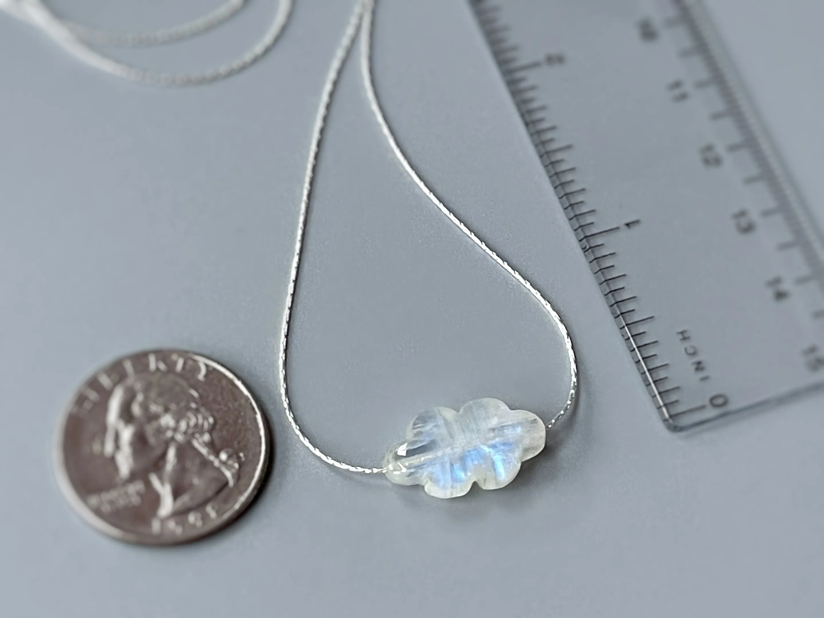 Moonstone Cloud Necklace floating gemstone Solitaire Necklace