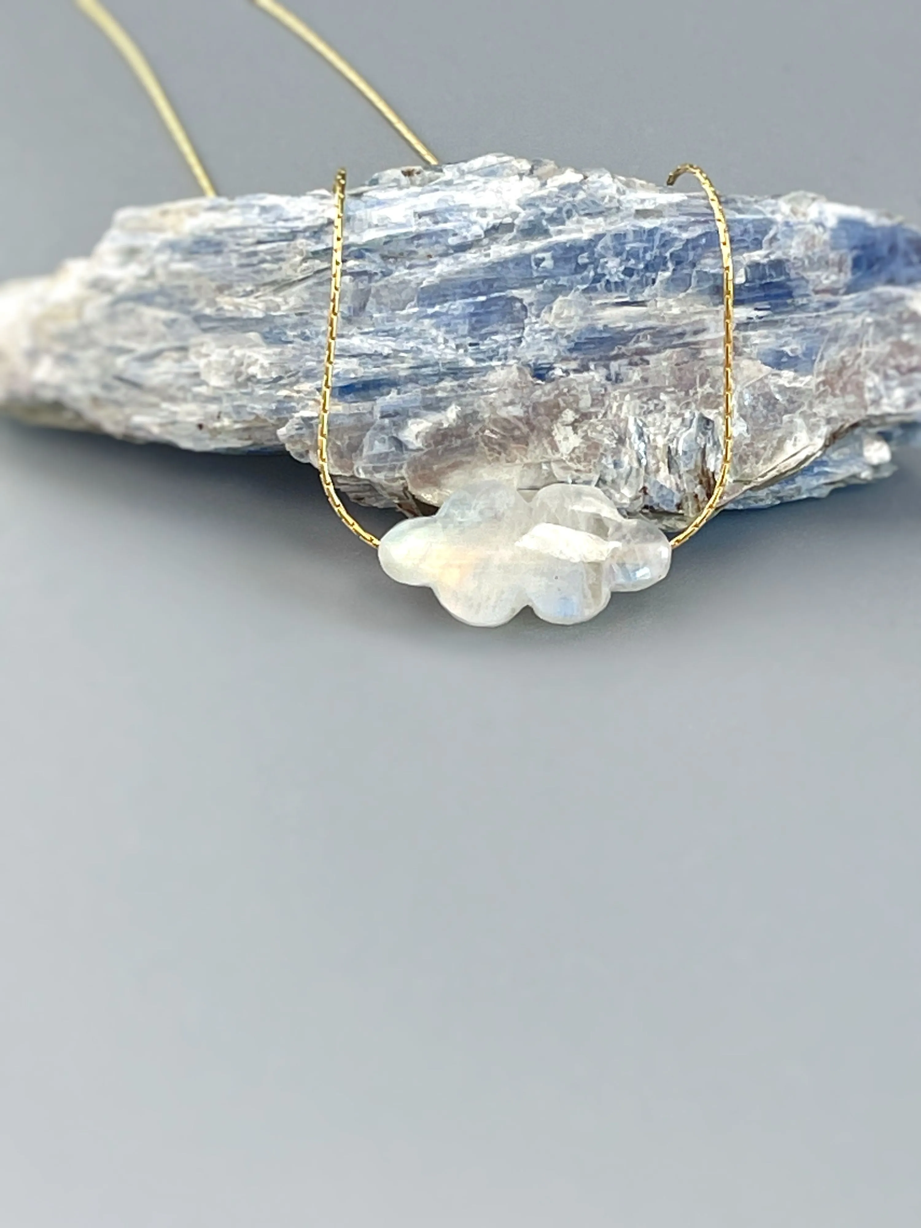 Moonstone Cloud Necklace floating gemstone Solitaire Necklace