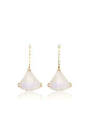 Moonstone Kite Earrings in Yellow Gold