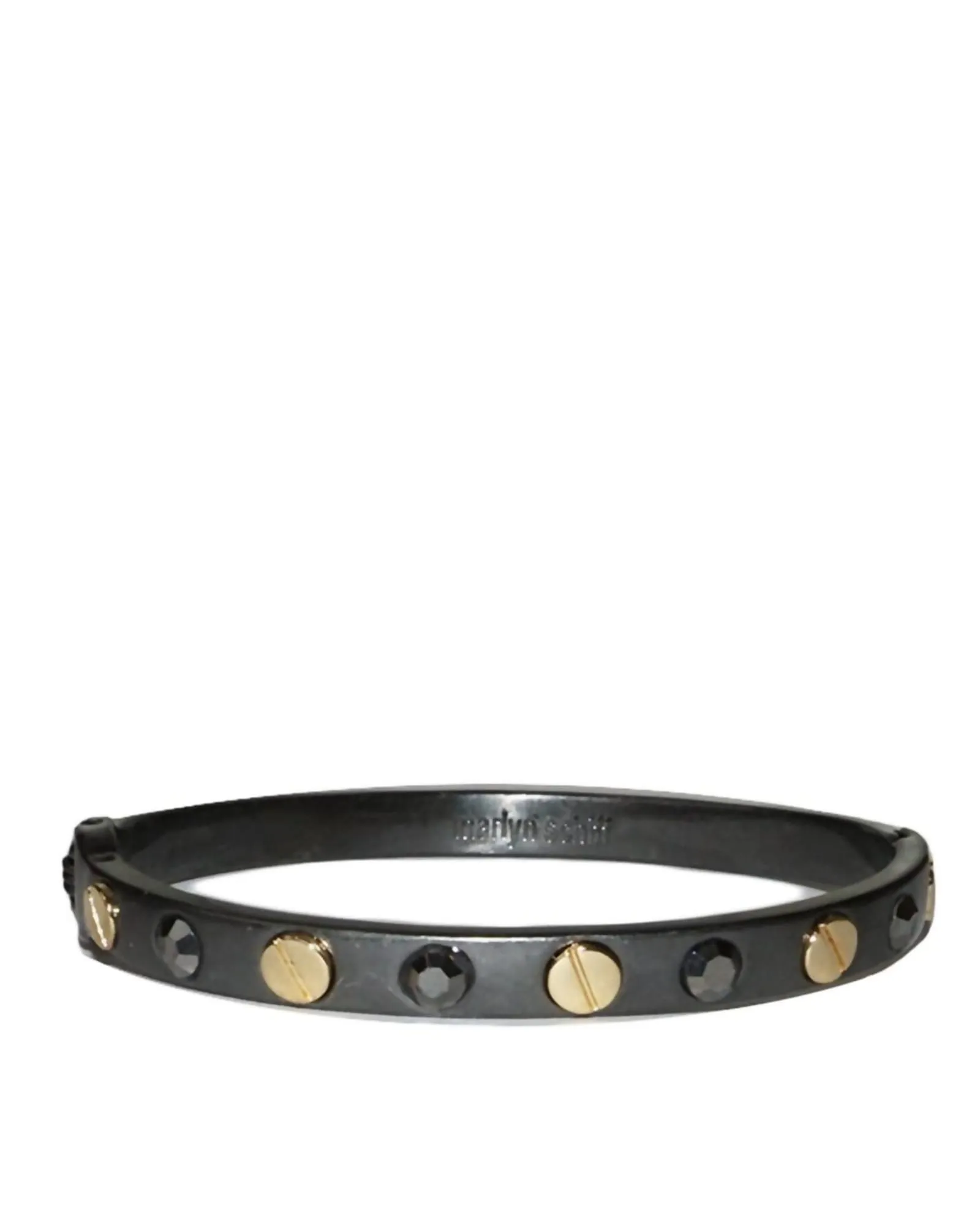 Nail Head Metal Hinge Bangle in Hematite | Hematite