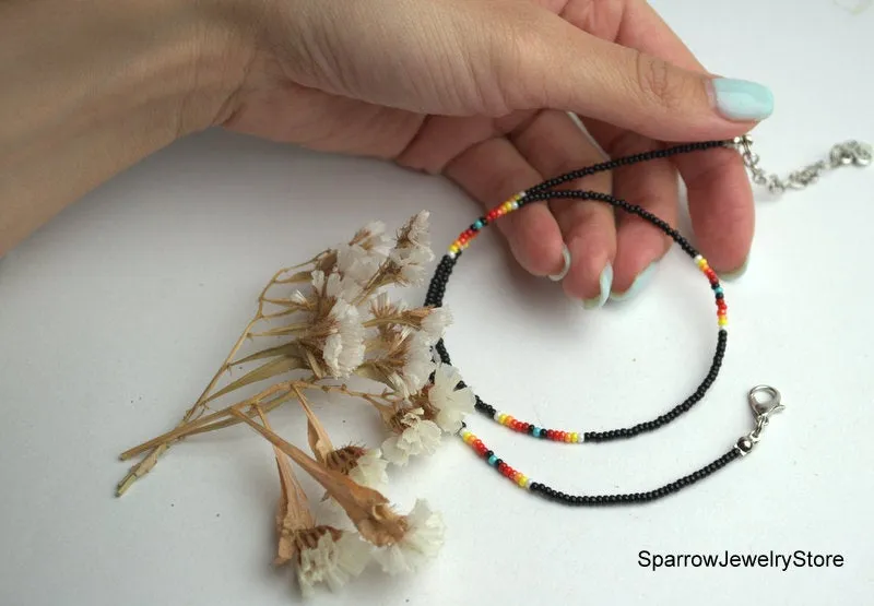 Native American seed bead choker necklace Bohemian Necklace Native Boho style choker Tribal dainty beaded necklace Personalized gift choker