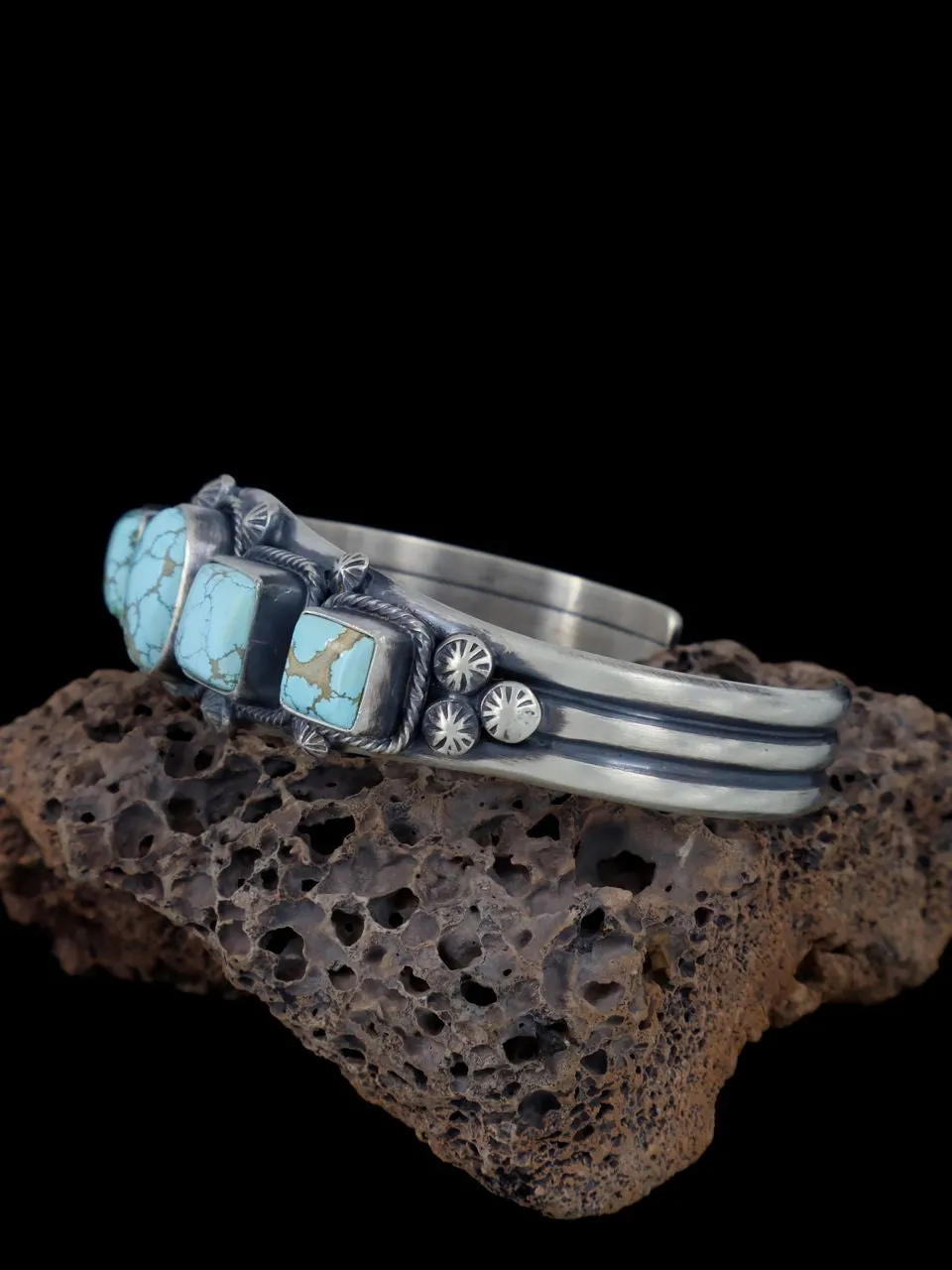 Native American Sterling Silver #8 Turquoise Cuff Bracelet