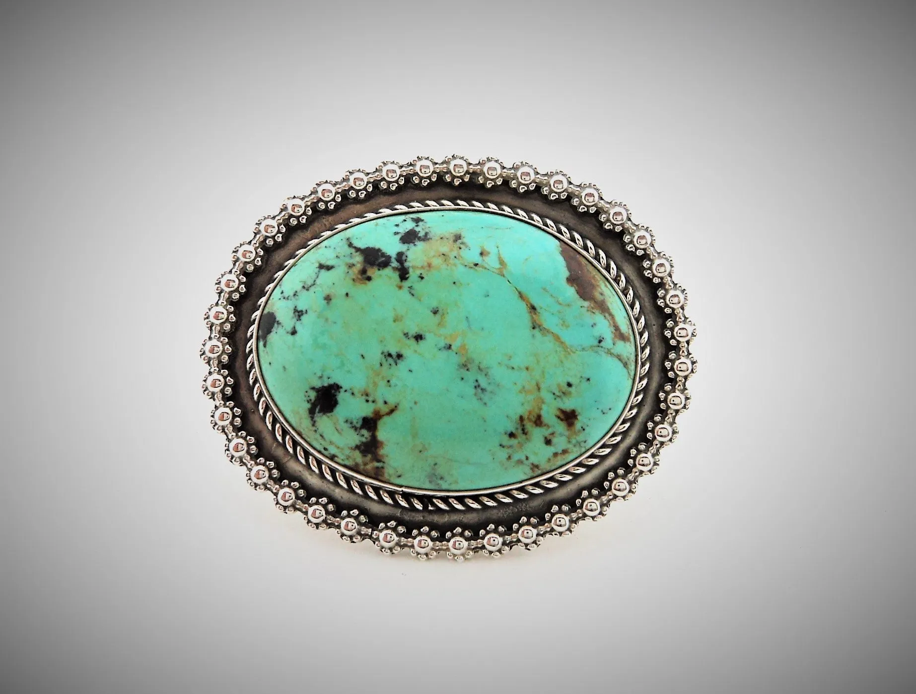 Native American Sterling Silver and Large Turquoise Ring