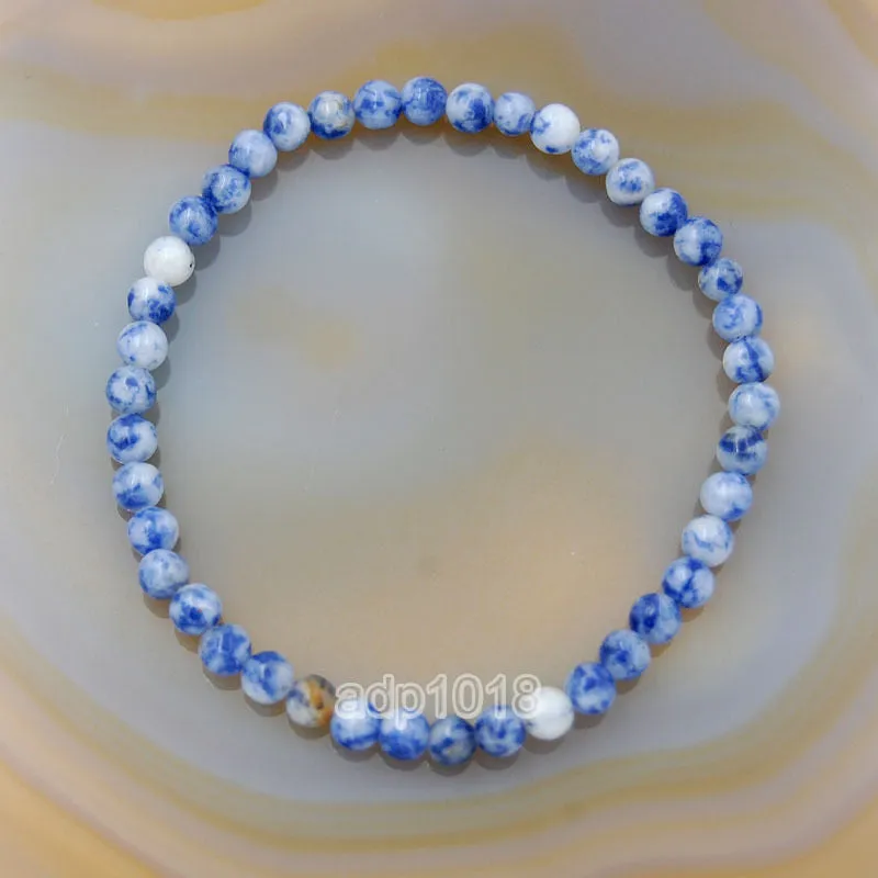 Natural Blue Spot Jasper Gemstone Beads Stretch Bracelet Healing Reiki