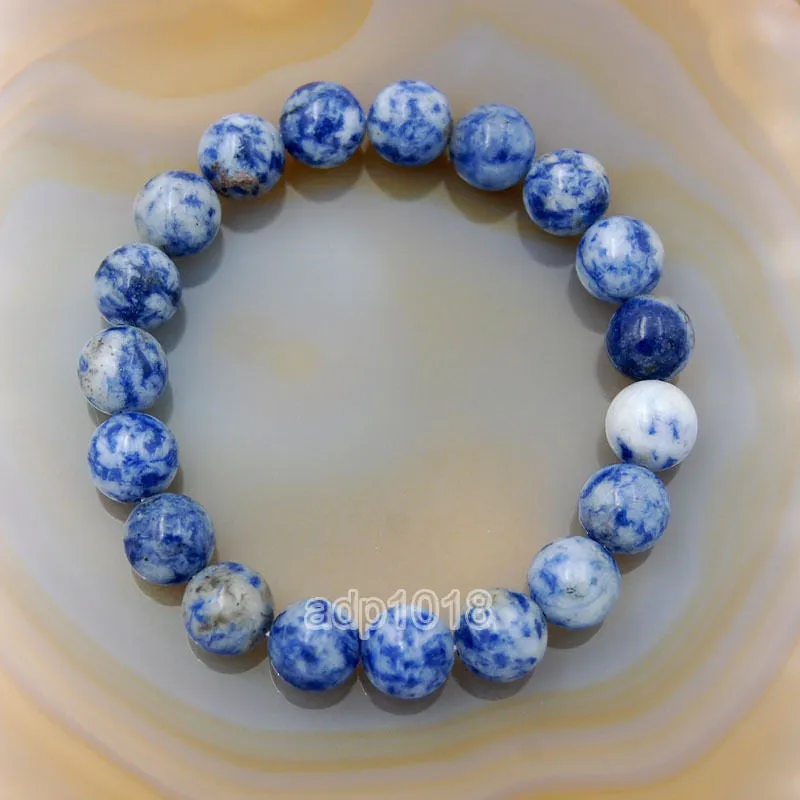 Natural Blue Spot Jasper Gemstone Beads Stretch Bracelet Healing Reiki