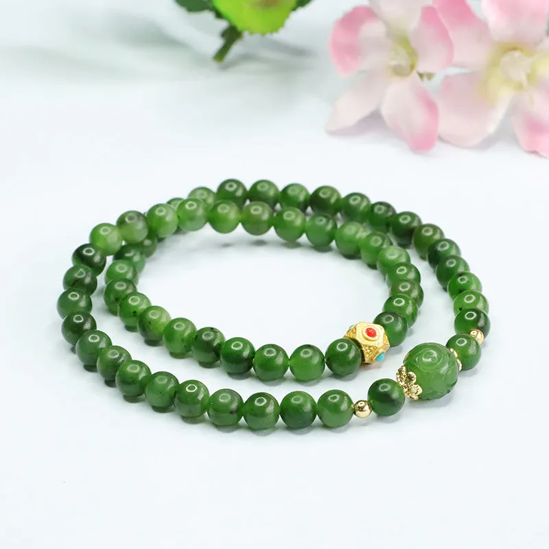 Natural Hotan Jade Jasper Multi Loop Sterling Silver Bracelet