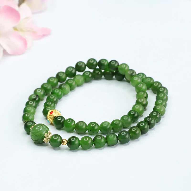 Natural Hotan Jade Jasper Multi Loop Sterling Silver Bracelet