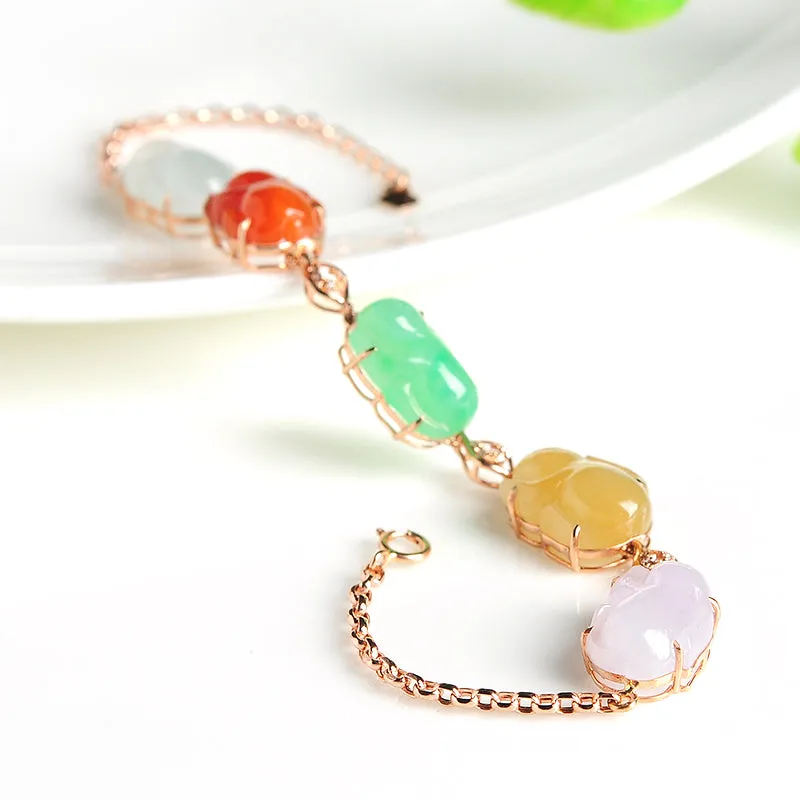 Natural Jade Bracelet Jadeite Gold Rabbit Bracelet BT09