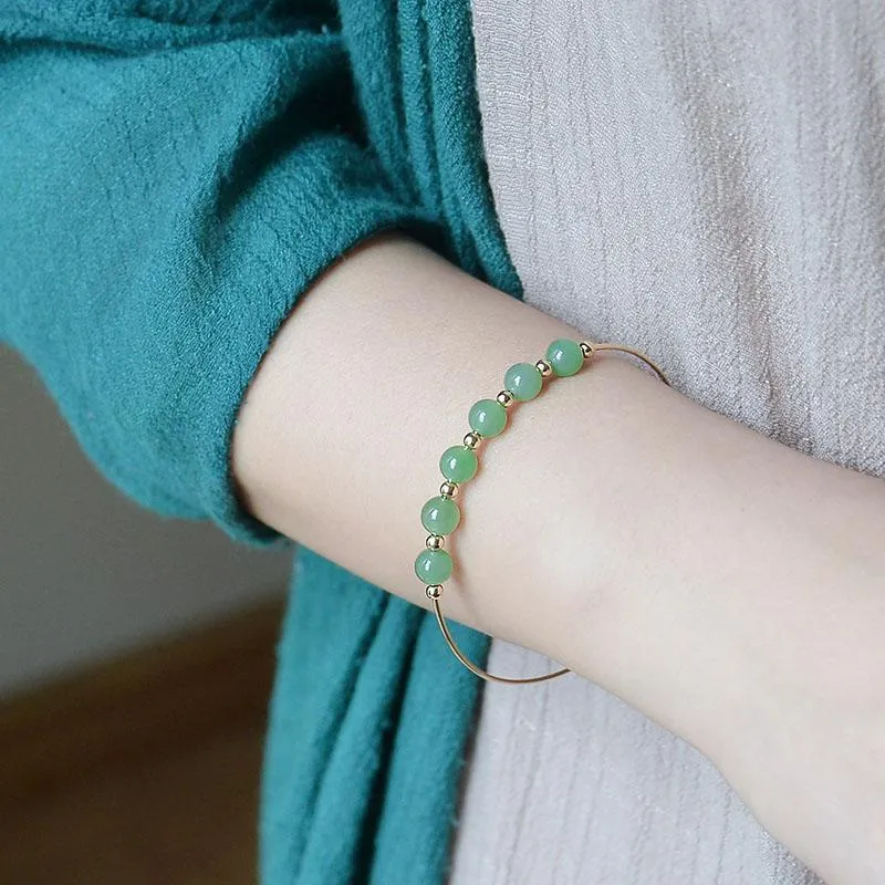 Natural Jade Bracelet Nephrite 18k Gold-Filled Bracelet NB139