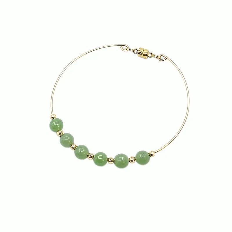 Natural Jade Bracelet Nephrite 18k Gold-Filled Bracelet NB139