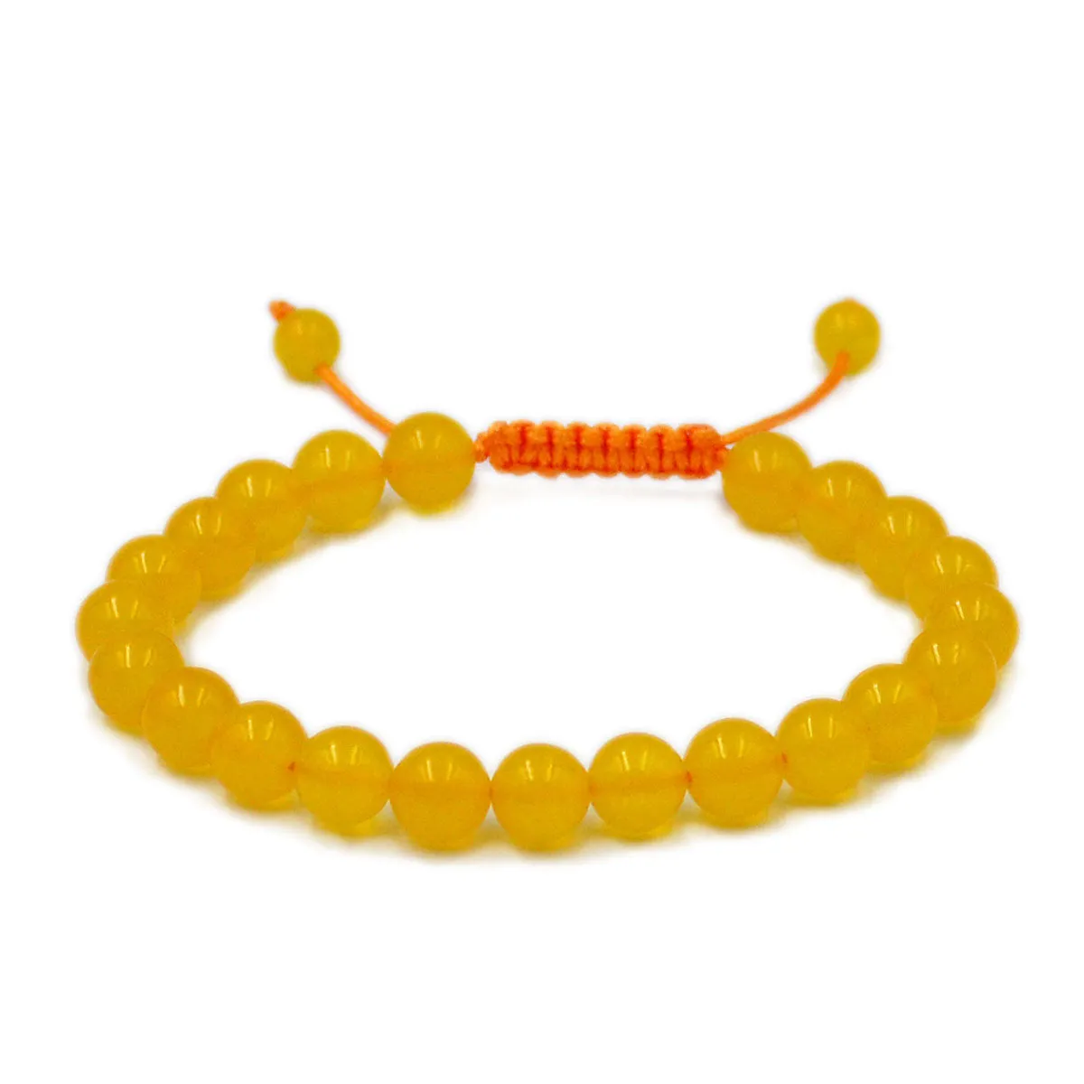 Natural Yellow Jade 8mm Gemstone Healing Power Crystal Adjustable Macrame Bracelet