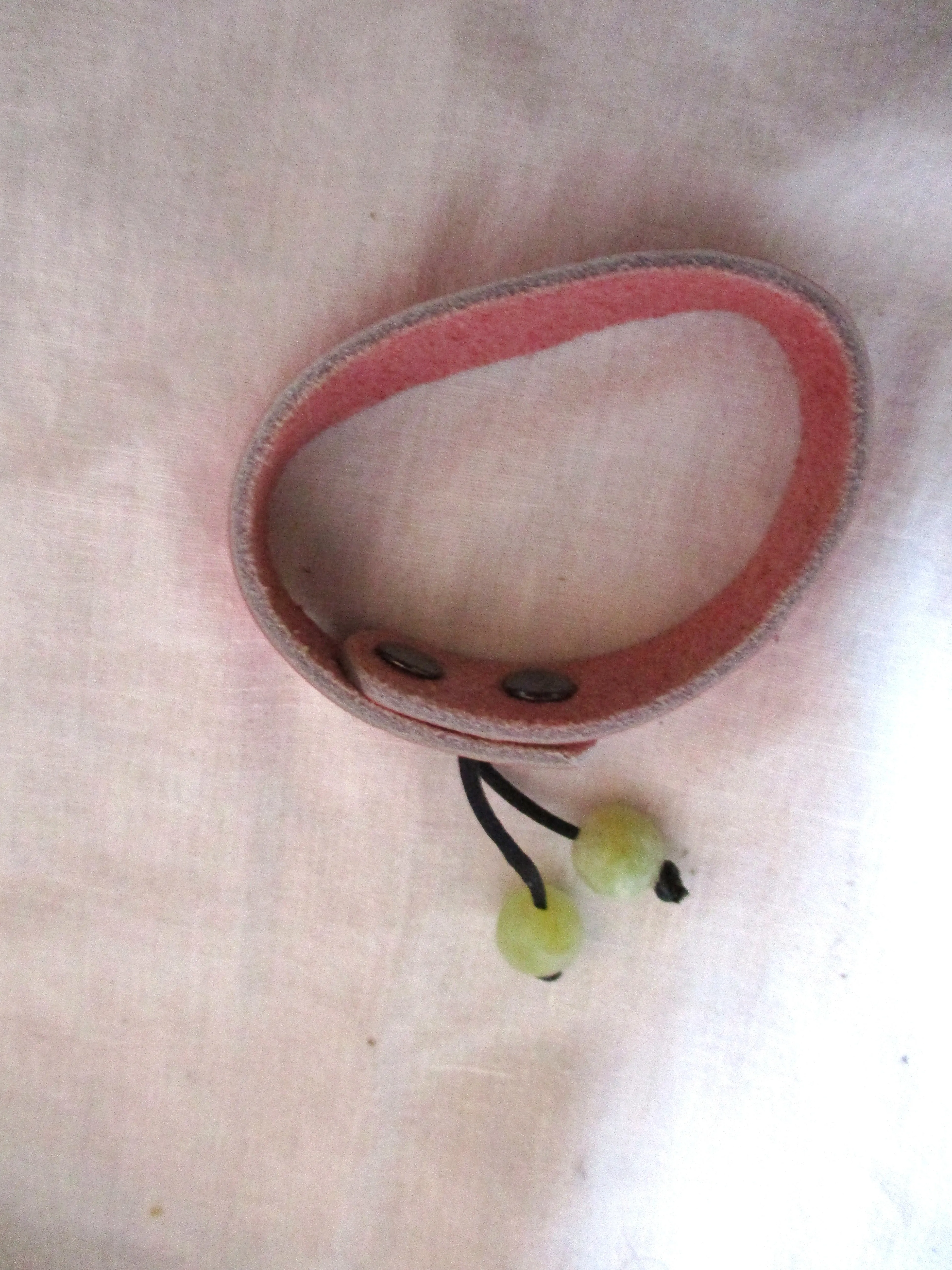 NEW DILLON ROGERS LUCKY Leather Bracelet Cuff PINK Adjustable Jade