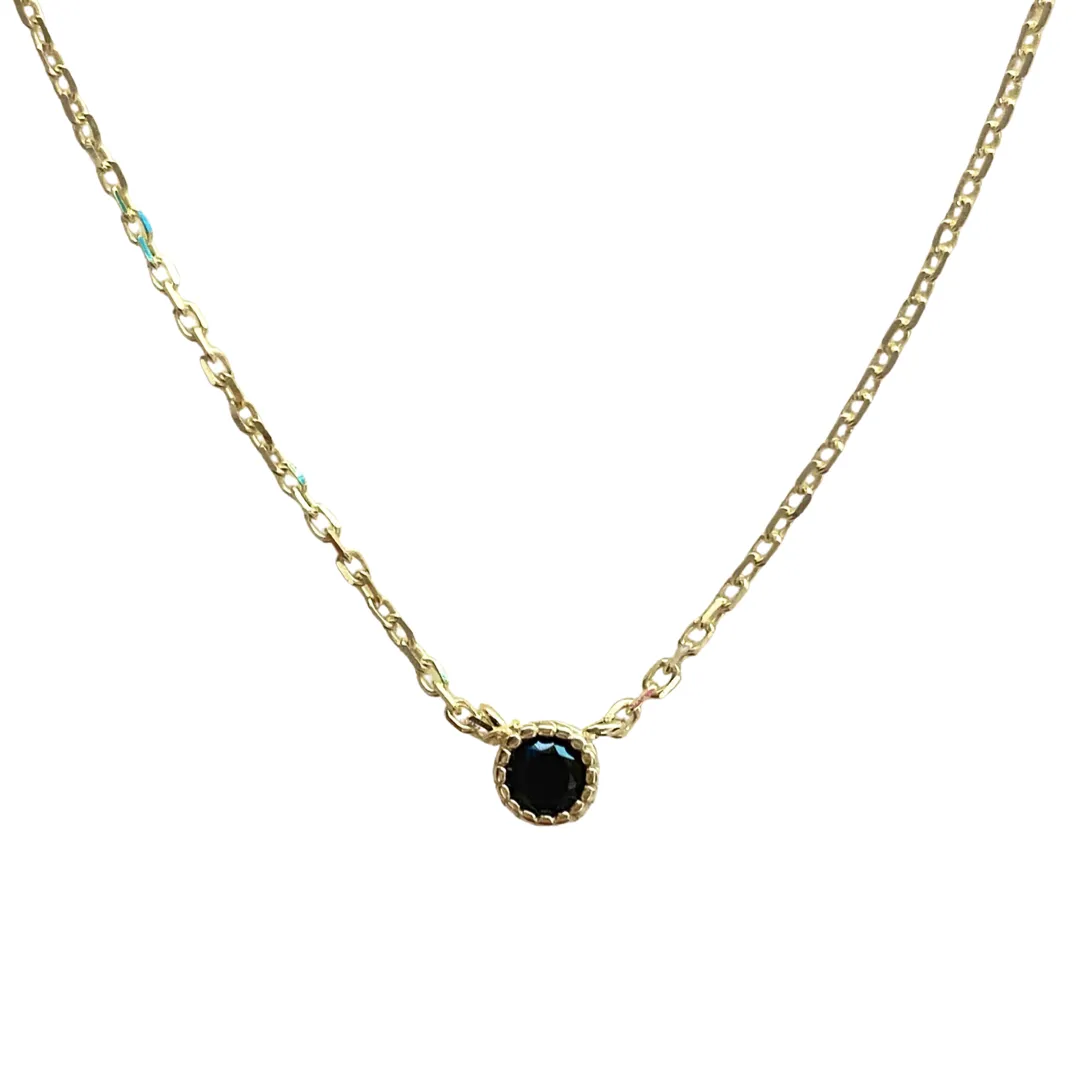 Noellery Tiny Birthstone Bezel Necklace