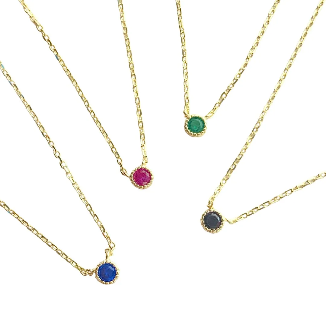 Noellery Tiny Birthstone Bezel Necklace