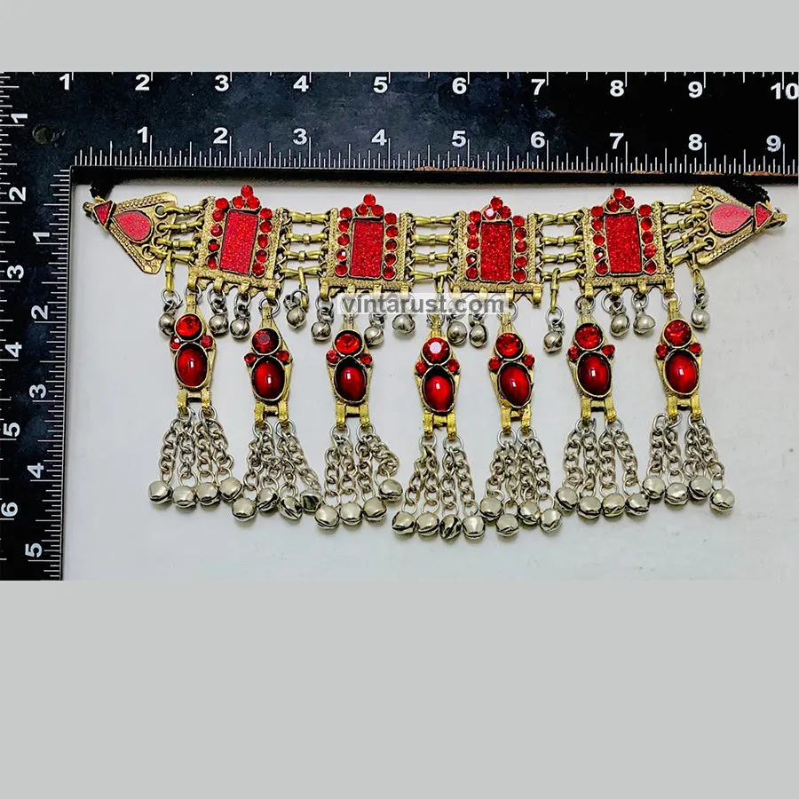 Nomadic Tribal Choker Necklace With Red Stones