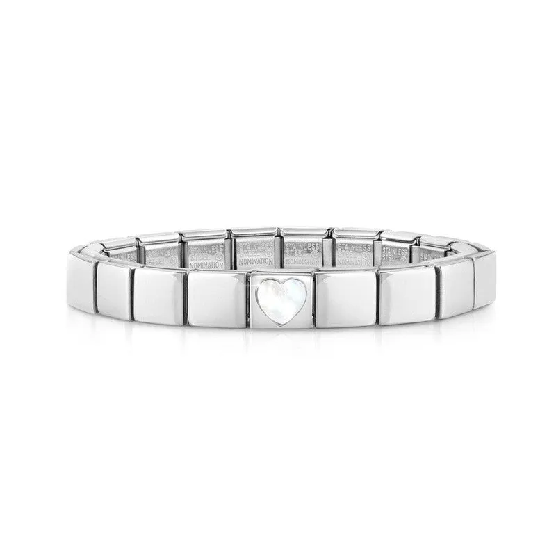 Nomination Composable Glam Bracelet, Mother Of Pearl Heart, Silver