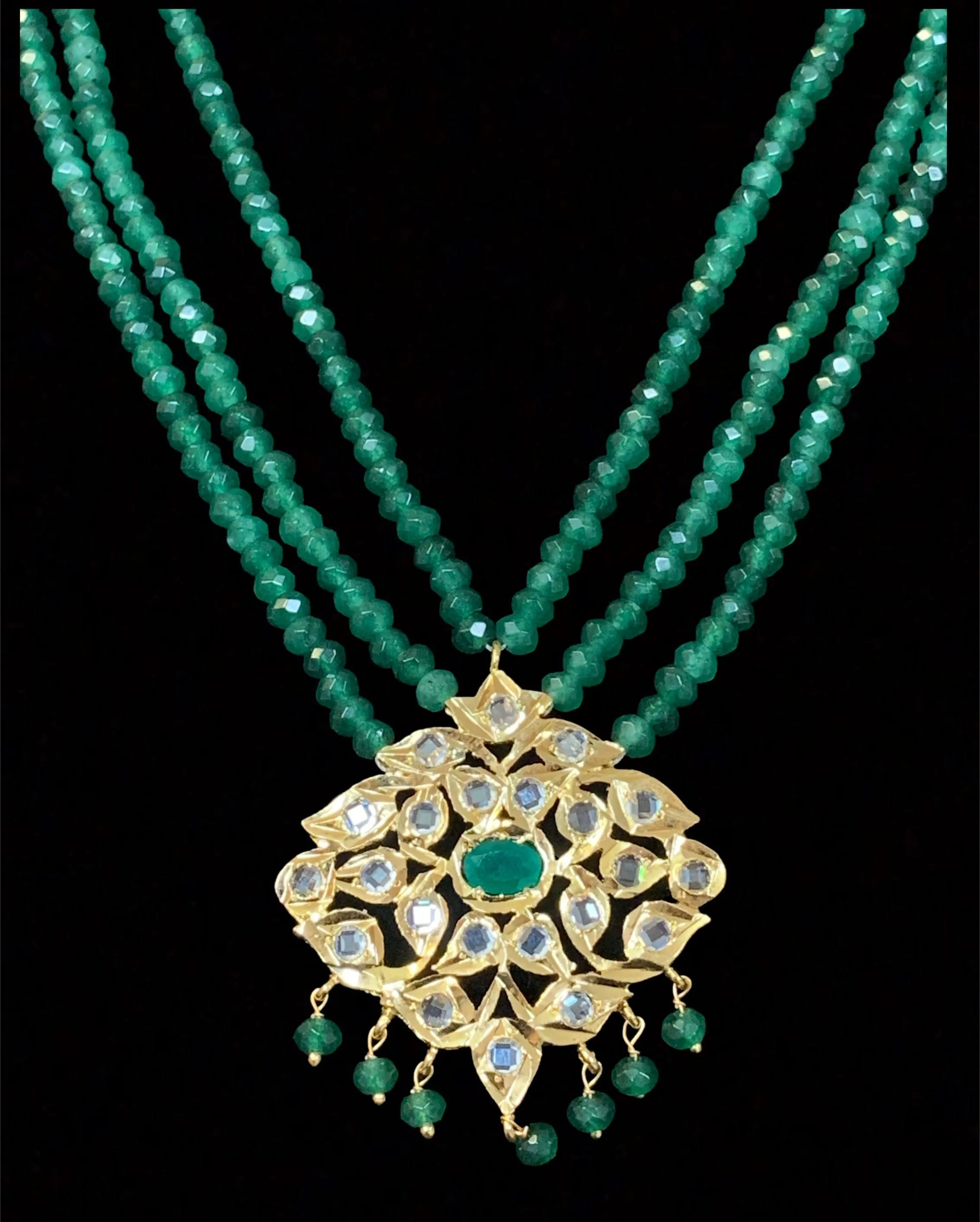 NS212 Meeraj necklace set ( green ) ( READY TO SHIP )