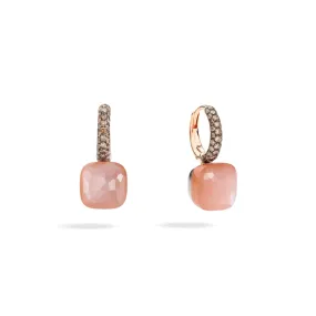 Nudo Earrings orange moonstone with brown diamonds