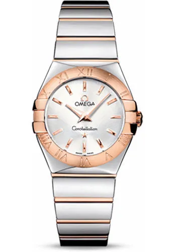 Omega Ladies Constellation Polished Quartz Watch - 27 mm Polished Steel And Red Gold Case - Silver Dial - Steel And Red Gold Bracelet - 123.20.27.60.02.003