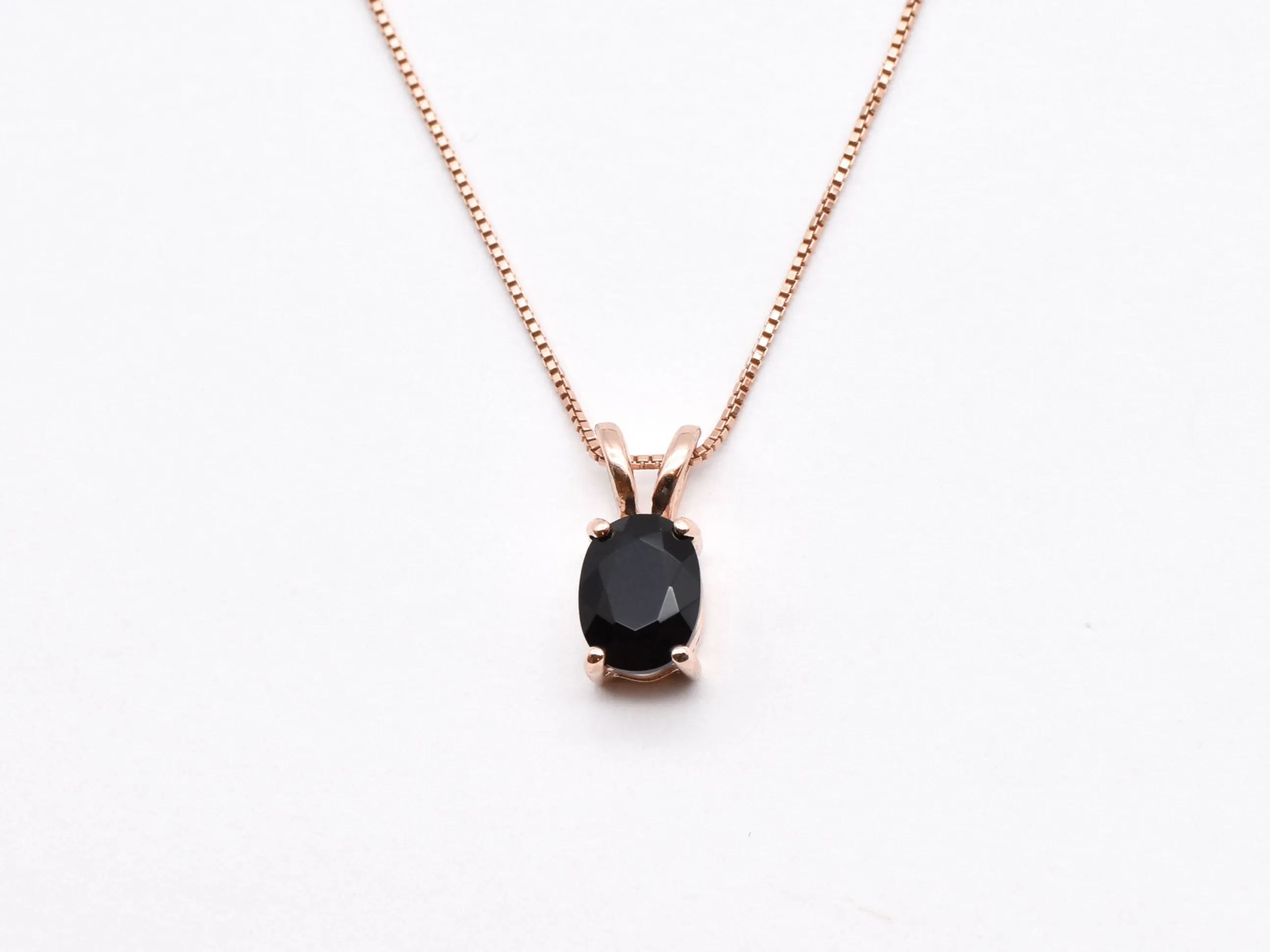 Onyx Rose Gold Necklace - Natural Onyx Necklace - Black Dainty Pendant