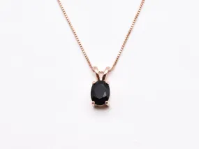 Onyx Rose Gold Necklace - Natural Onyx Necklace - Black Dainty Pendant