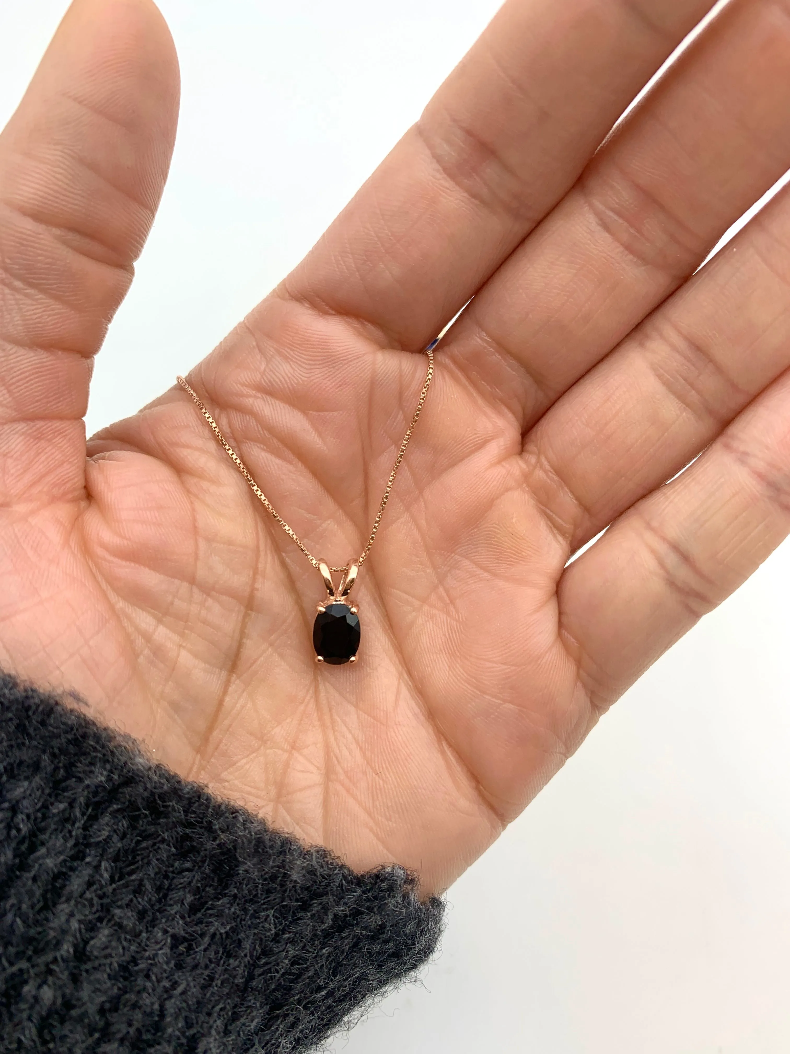 Onyx Rose Gold Necklace - Natural Onyx Necklace - Black Dainty Pendant