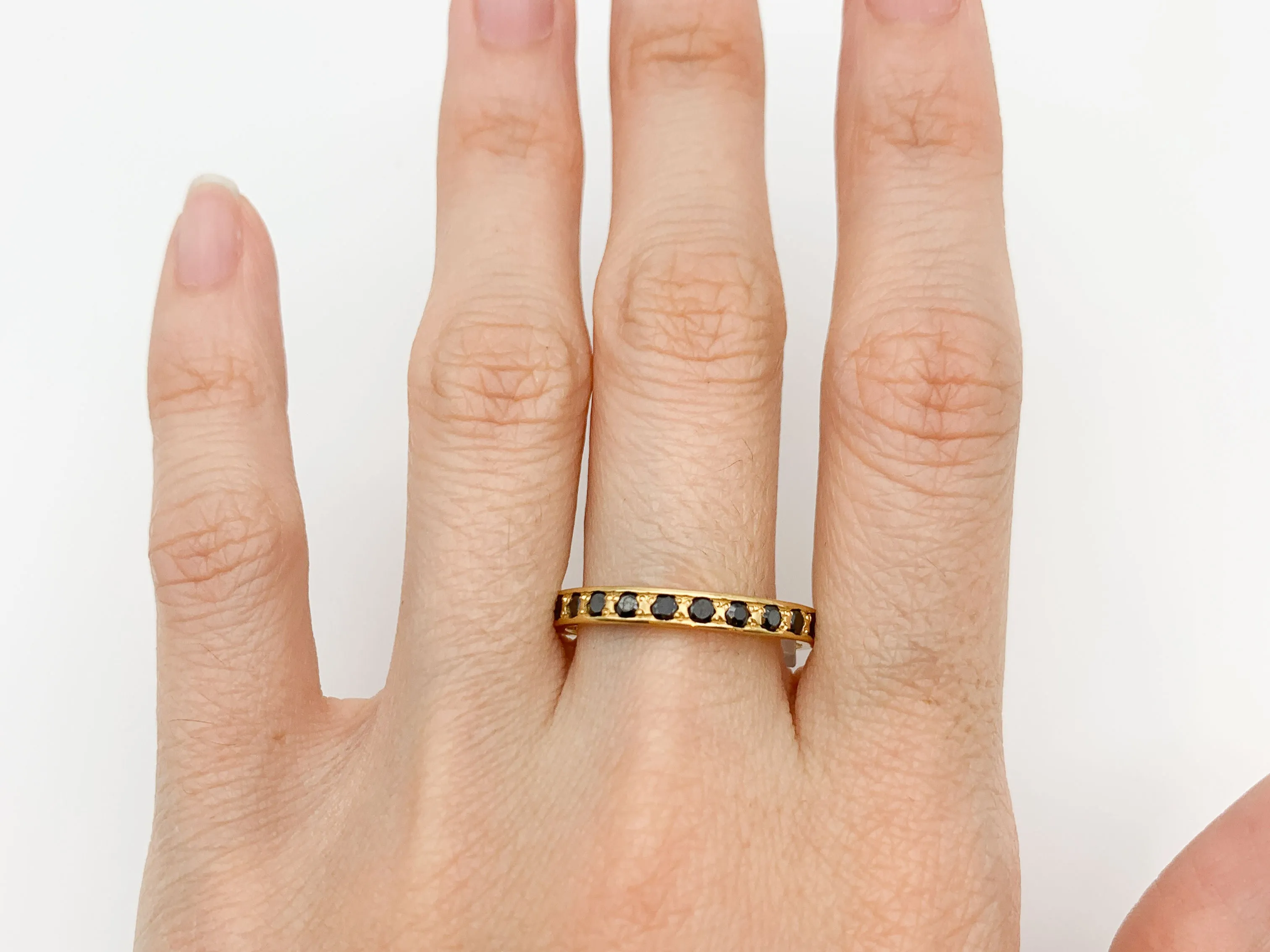 Onyx Stackable Band - Eternity Onyx Ring - Onyx Minimalist Gold Band