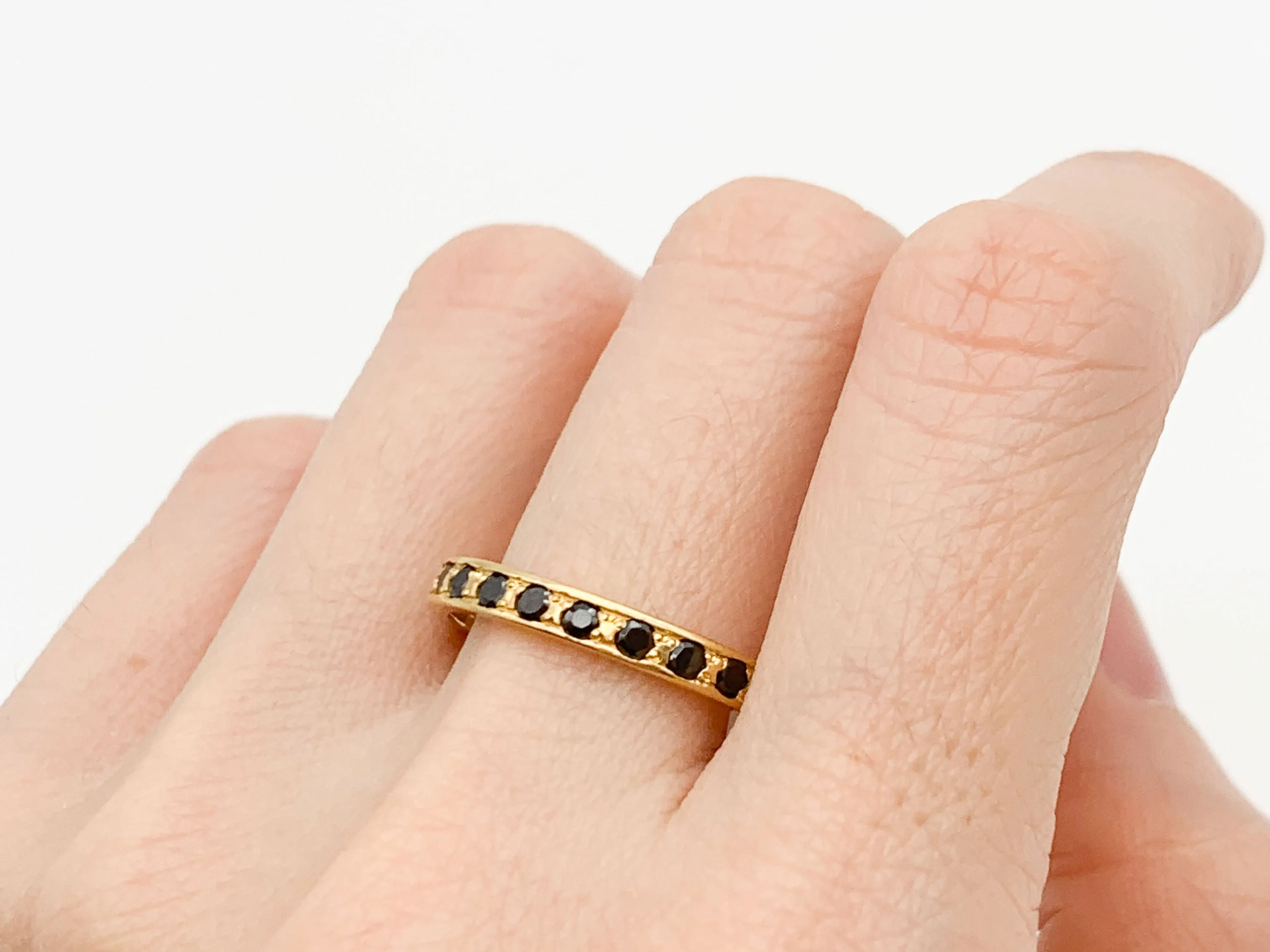 Onyx Stackable Band - Eternity Onyx Ring - Onyx Minimalist Gold Band