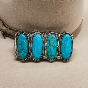 Oval Pendant Stretchy Bracelet in Turquoise