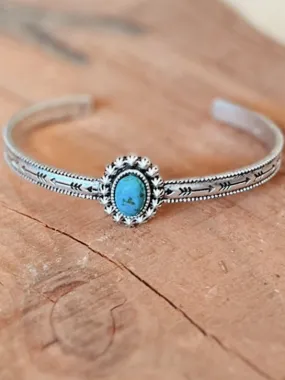 Oval Turquoise Stone Cuff Bracelet