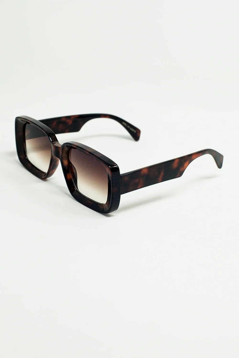 Oversized Rectangular Sunglasses With Wide Frame in brown